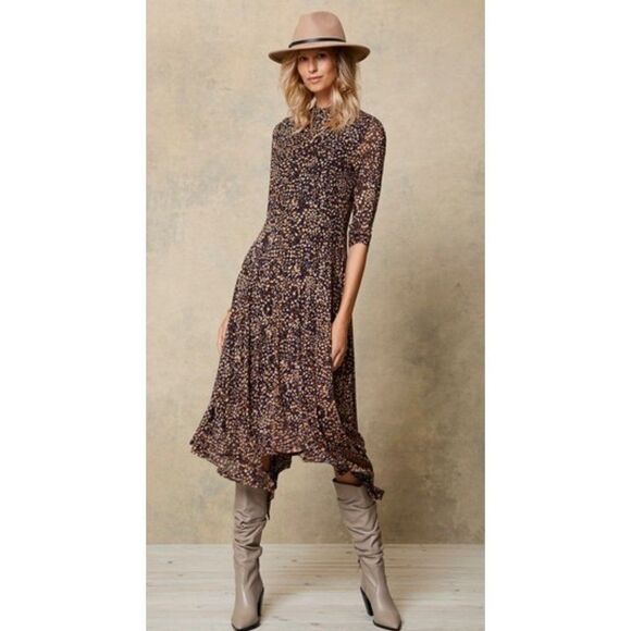 Mint Velvet Multicolored Long Sleeve Piper Mesh Midi Dress Size 10 - Picture 1 of 10